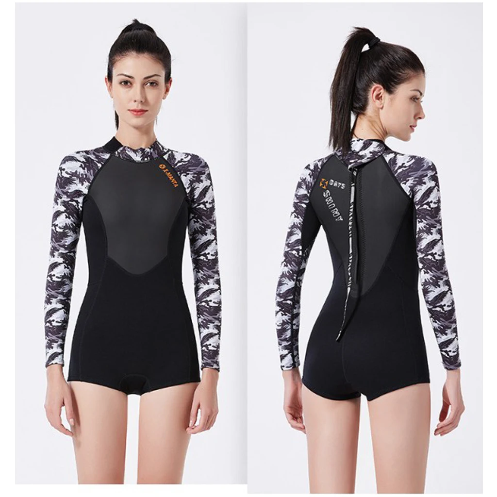 1.5mm Neoprene Shorty Wetsuit Full Body Surf Suit for Women Lady Diving Swimming Surfing Canoeing Kayaking Rafting
