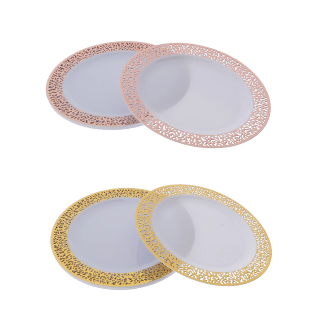 6PCS Plastic Party Plates Disposable Dessert Appetizer Wedding Dinner Plates