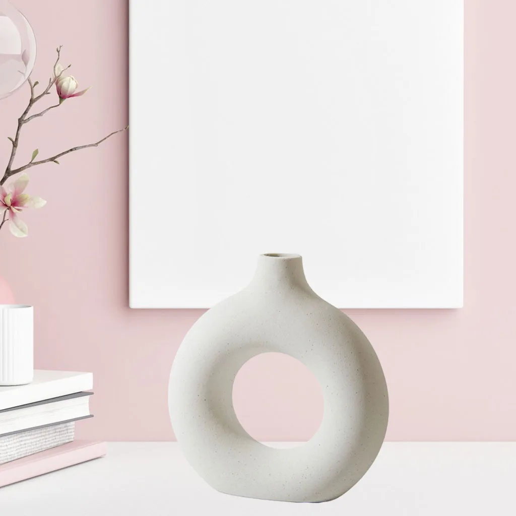 Creative Ceramics Flower Vase Nordic Style Desktop Hotel Planter Indoor Plants Pots Modern Minimalist Home Office Dorm Decor