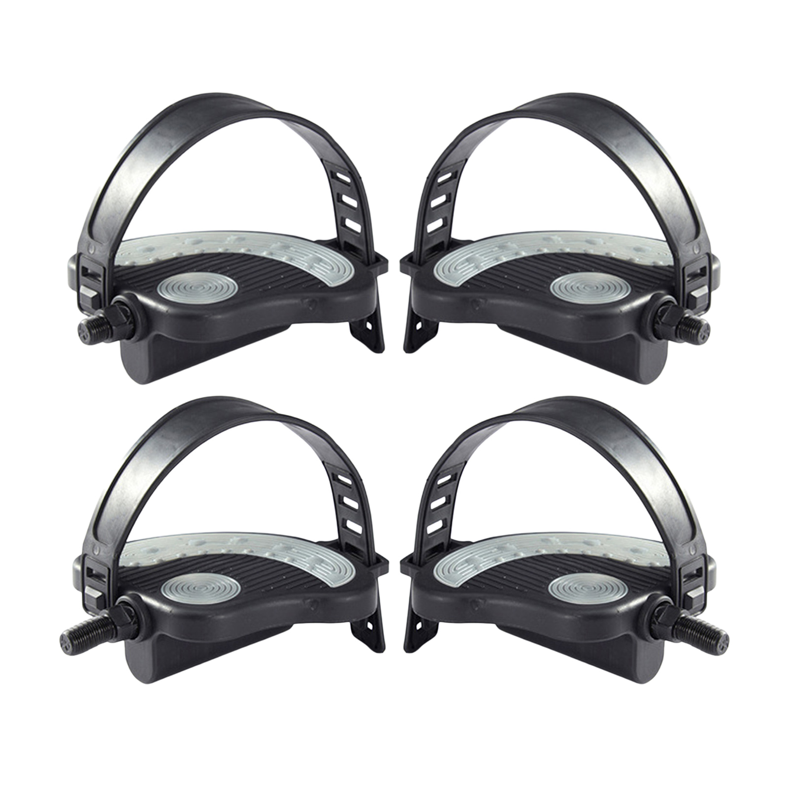 1 Pair Exercise Bike Pedals with Adjustable Straps Non Slip Home Gym Fitness Bike Indoor Platform Pedals Parts