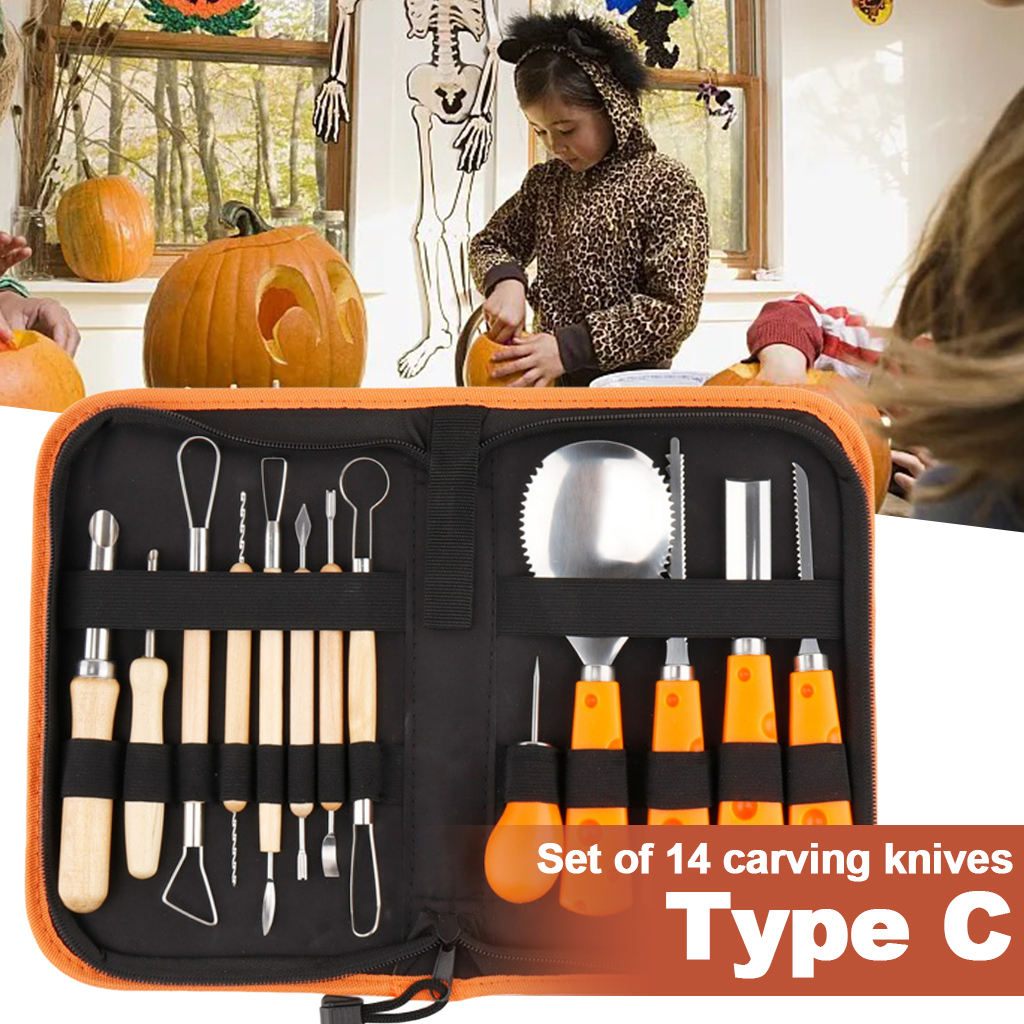 14 Pieces Holiday Pumpkin Carving Knife Halloween Pumpkin Carving Tools Kit Professional Sculpture Carving Tools