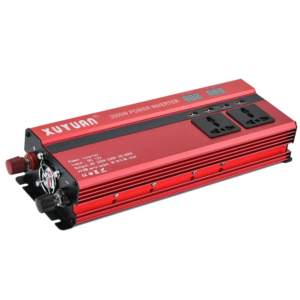 Standard 2000W Car Auto Power Inverter Low Power Converter 12V To 220V with LED Display