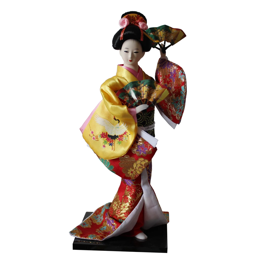 12inch Delicate Japanese Kimono Geisha Doll Figure In Clothes Home Decor