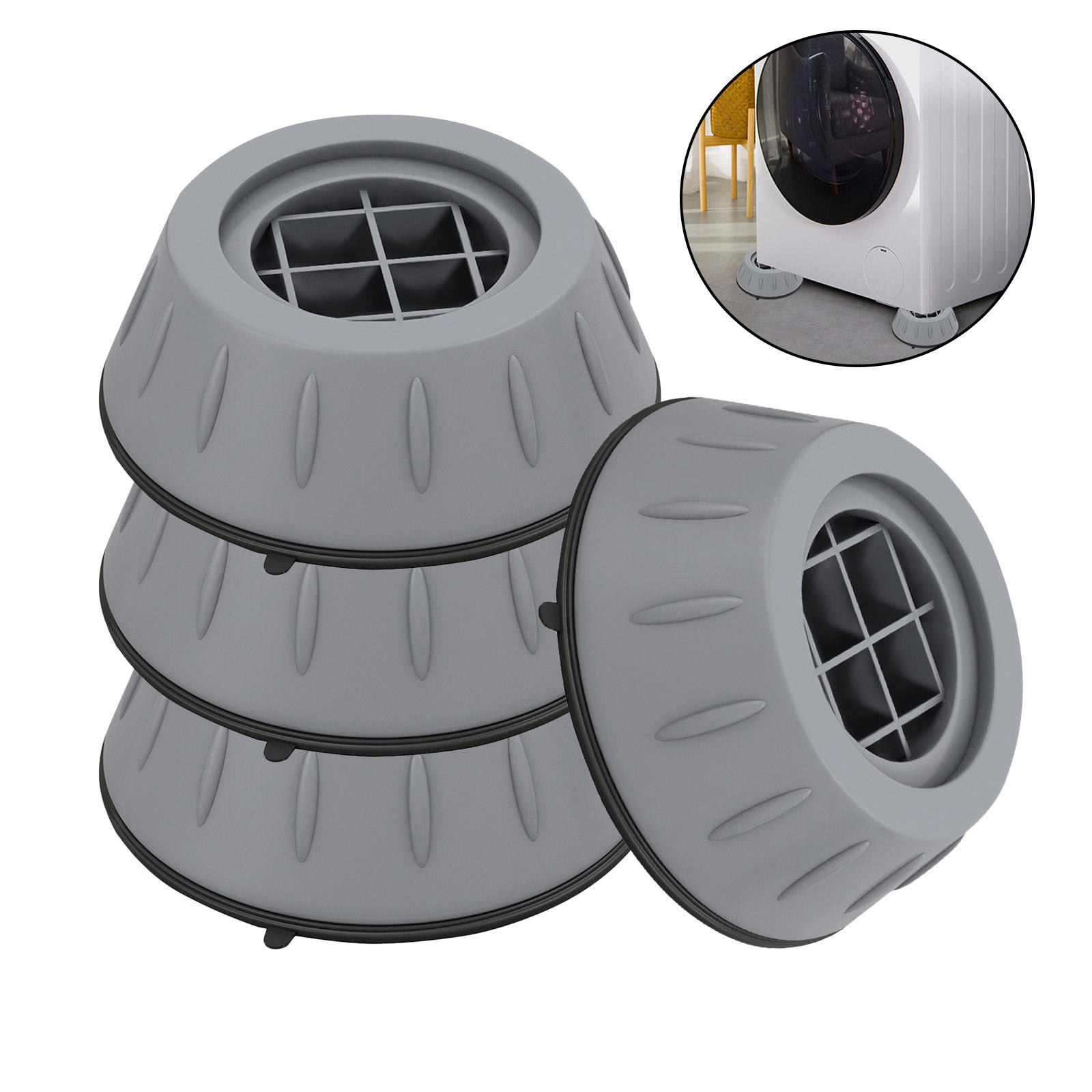 4Pack Anti Vibration Pads Noise-Reducing Anti Slip Stop Shaking Prevent Moving Anti-Walk Dryer & Washer Vibration Pads