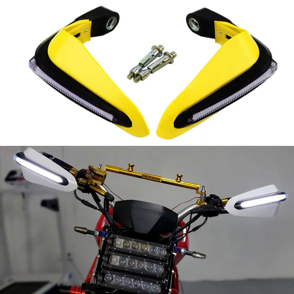 1 Pair Motorcycle Handguards LED Hand Guards Protection Gear Windproof, Universal Easy to Install, Reduce Hand Fatigue