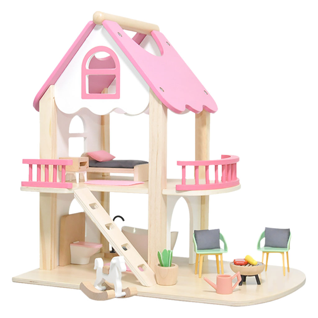 DIY Dollhouses Princess Pink Castle Play House Doll Accessories for Children on Birthday Holiday
