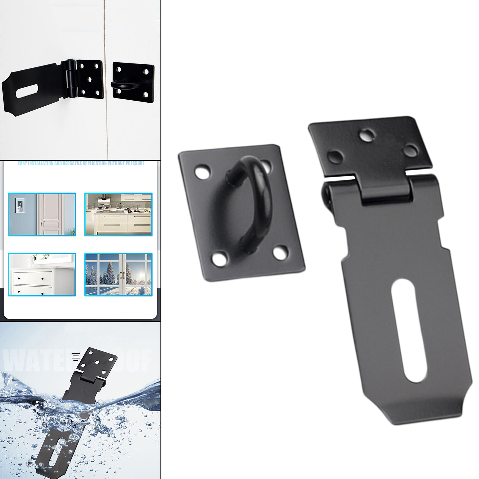 Stainless Steel Thickened Lock Plate Burglar-proof Hasp Latch Padlock Clasp Staple Door Bolt Window