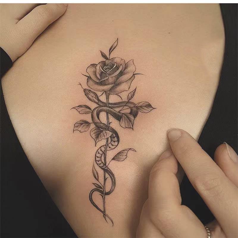 Best of Waterproof Temporary Tattoo Sticker Rose Snake Design Body Art Fake Tattoo Flash Tattoo Chest Female Male Reviews & Tips