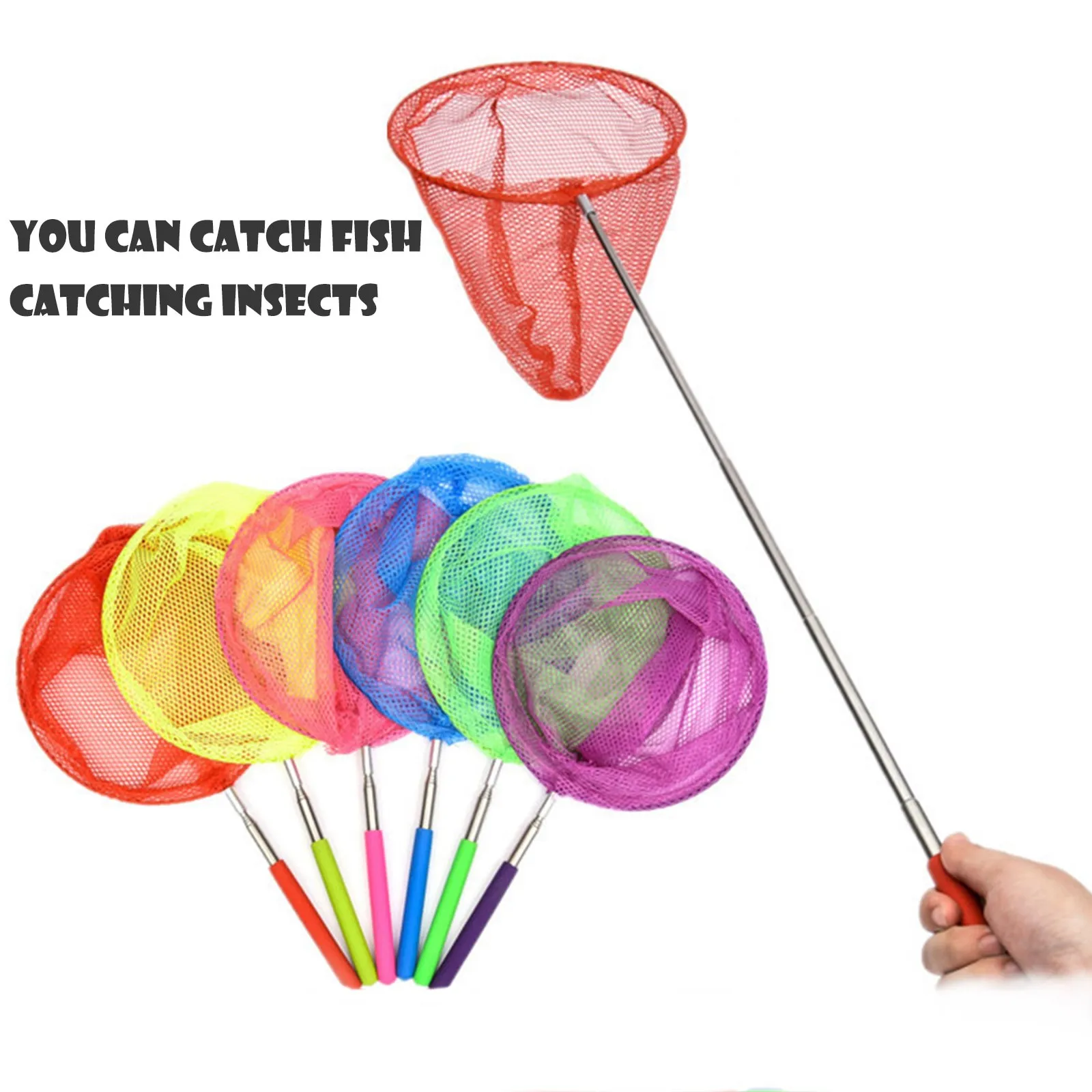 Extendable Kids Telescopic Butterfly Net Toy Catching Bugs Insect Fish Gif AE 