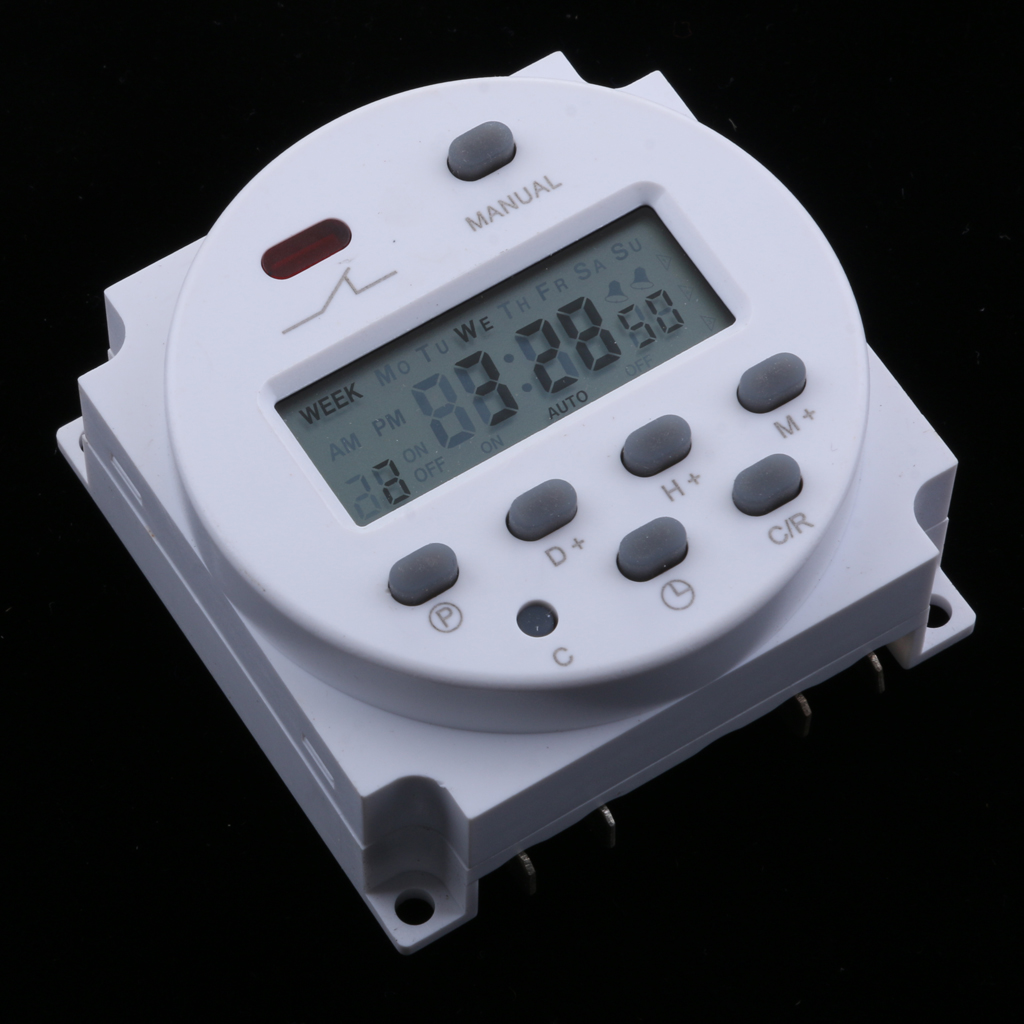 DC 12V Digital LCD Power Programmable Timer Time Switch Relay 16A Amps, Auto timer error correction