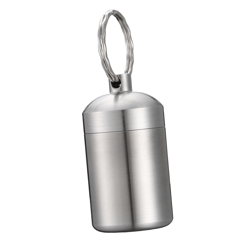 Pill Organizer Box Stainless Steel Waterproof Keychain Medicine Container Coin Capsule Mini Case Bottle