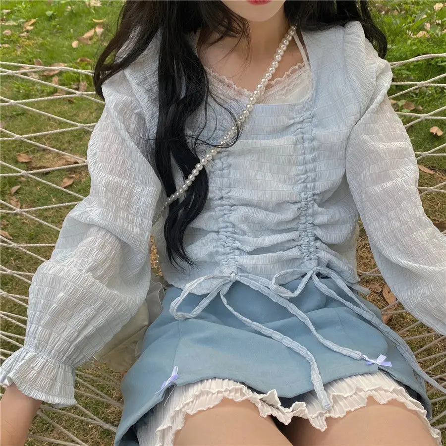 Blusa feminina manga comprida flare, camisa retrô