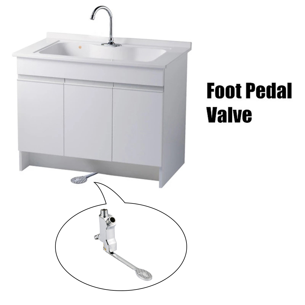 Switch Control By Floor Single Brass Foot Pedal Valve Polished Basin Faucet Single Cold Tap