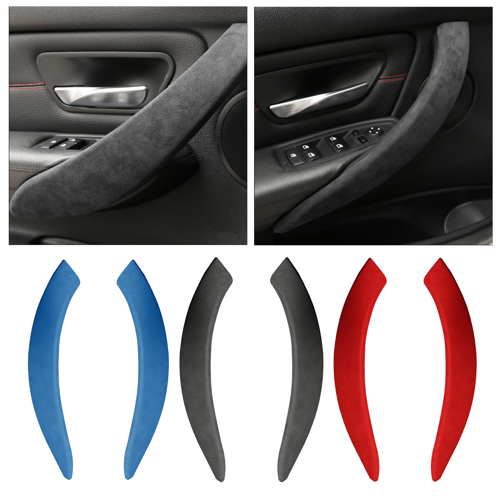 2x Left Right Interior Car Door Pull Handle, Armrest Trim Strap Compatible with BMW F30 F34 F36 Car Replacement Parts Acc