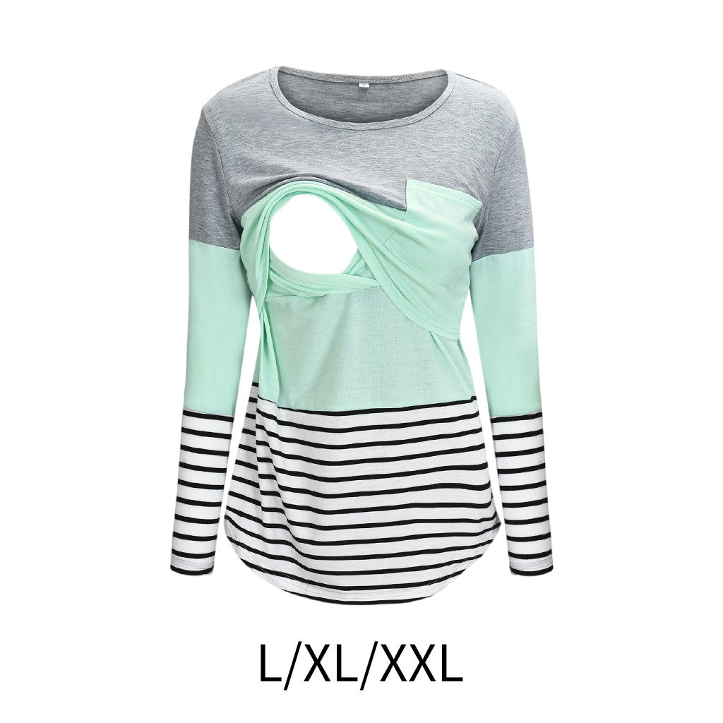 Women's Maternity Nursing Top Double Layer Pregnancy Shirts O Neck Long Sleeve Womens Maternity T-Shirt Nursing Tops