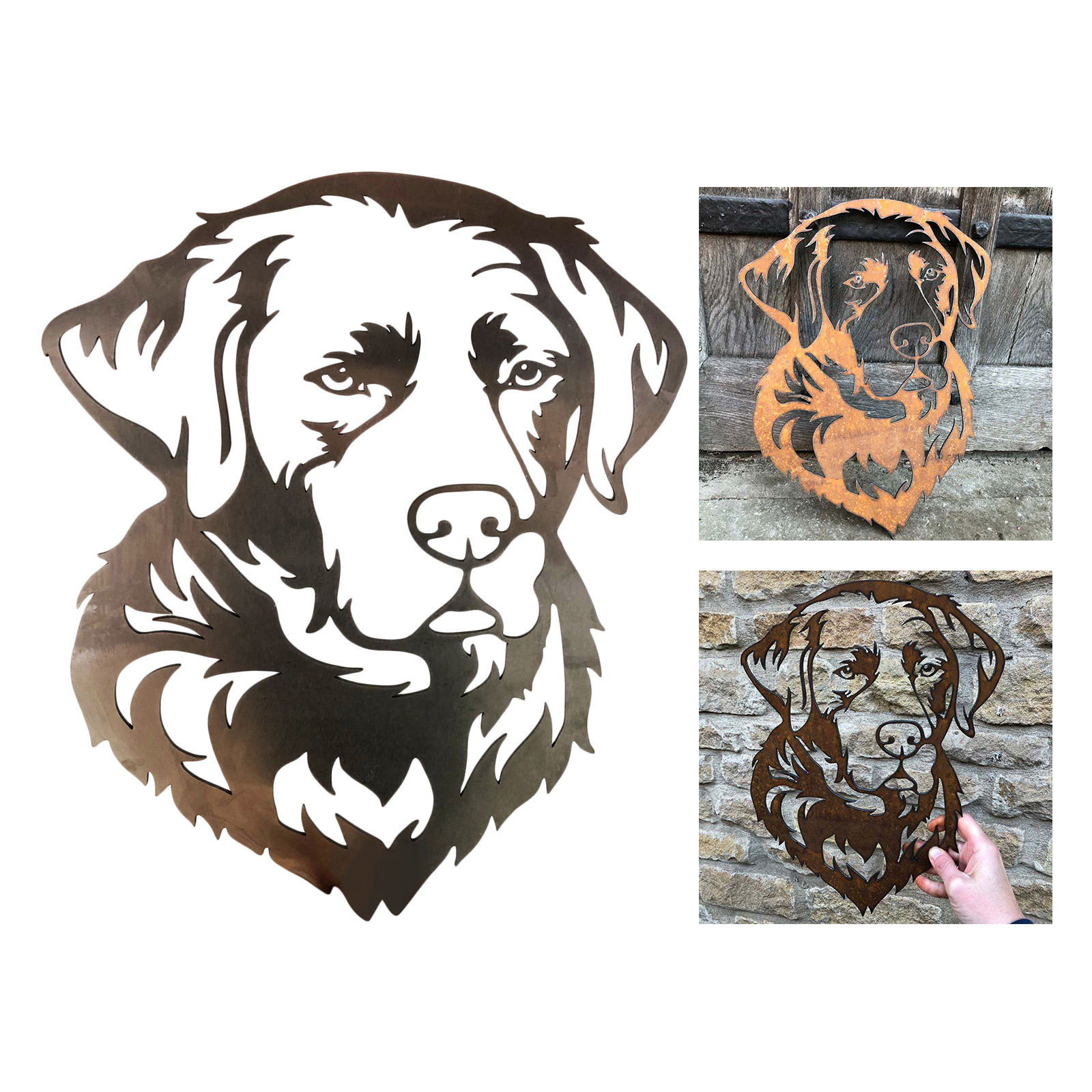 Cute Silhouette Metal Steel Garden Dog Labrador Yard Decor for Wall Fence Courtyard Decorative House Outside Housewarming