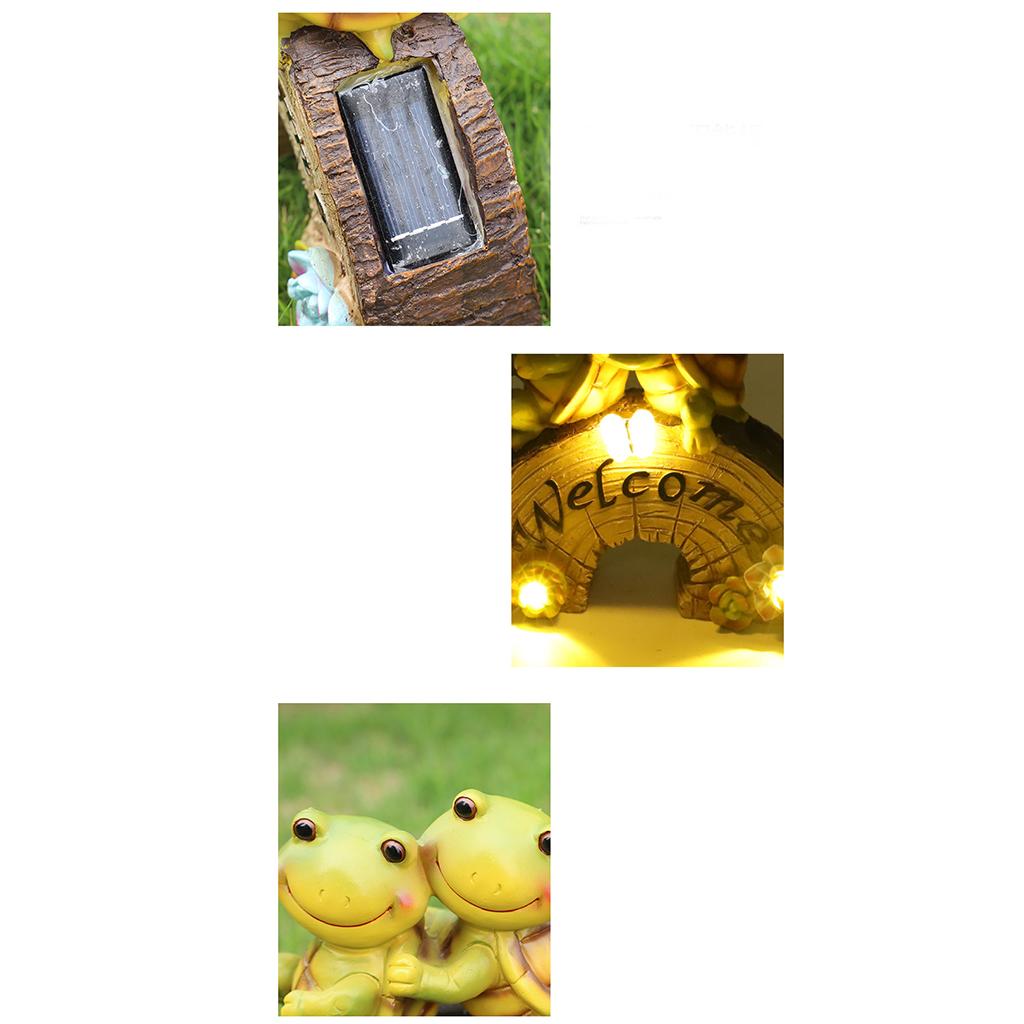 Garden Statue Turtles Figurine LED Light Decor Animal Sculpture for Lawn Decorations