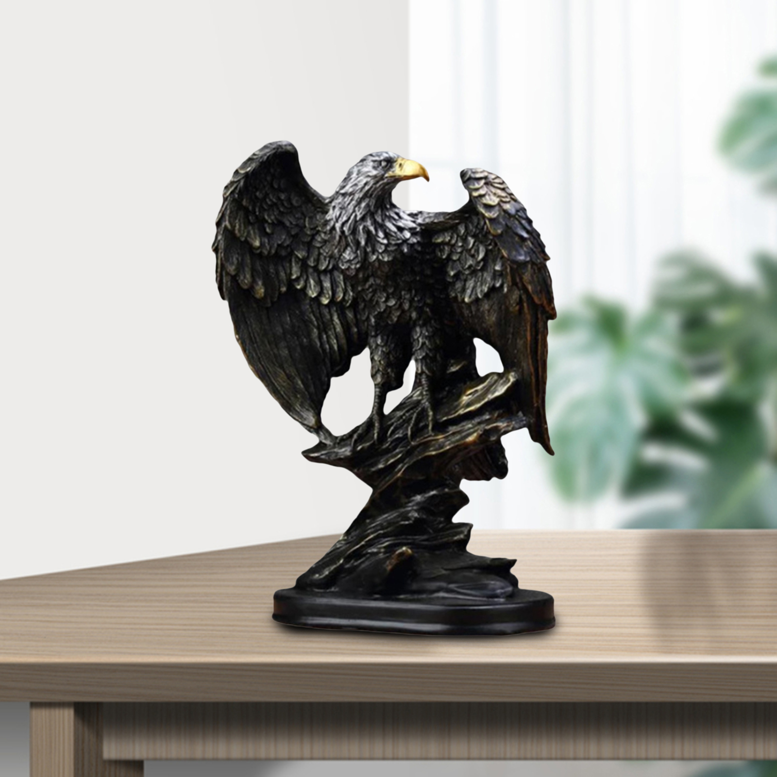 Nordic Resin Art Eagle Perched on Tree Sculpture Animal Ornament Figurine Statue Photo Props Office Living Room Desktop Artwork