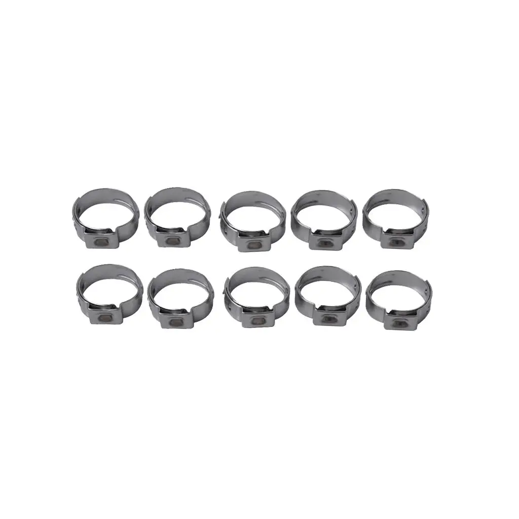 10 Pieces Single Ear Stainless Steel Hose Clamps Coolant Gas 10.8-13.3mm