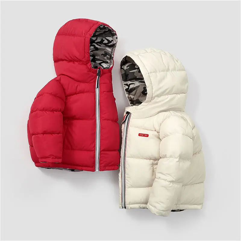 New Winter Boys Jackets Thicken Keep Warm Double-Sided Wear Hooded Kids Coat For 3-10 Years Children Outerwear barn coat