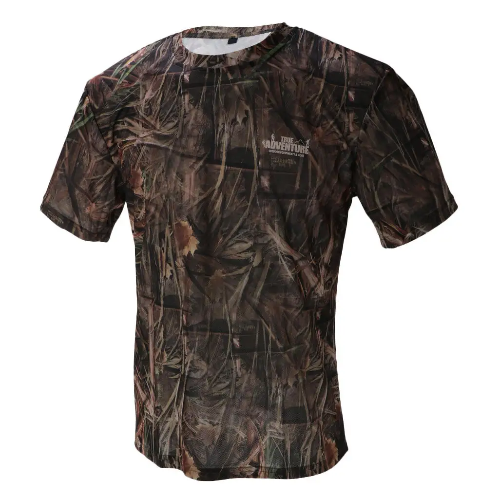 Men Short Sleeve T Shirt Hunting Bionic Camouflage Quick Dry Clothing
