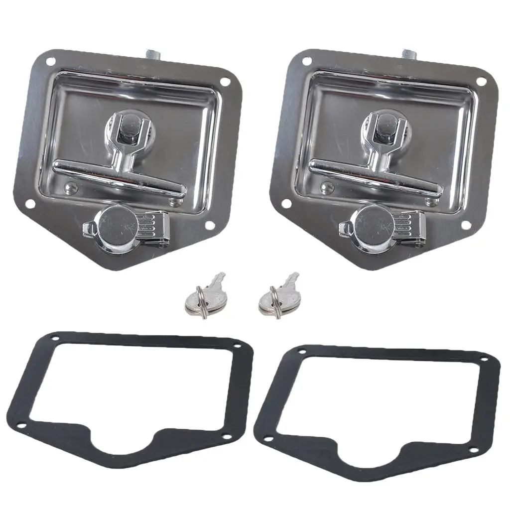 2 Set Stainless Steel Recessed Stainless Folding T Lock / Handle Trailer