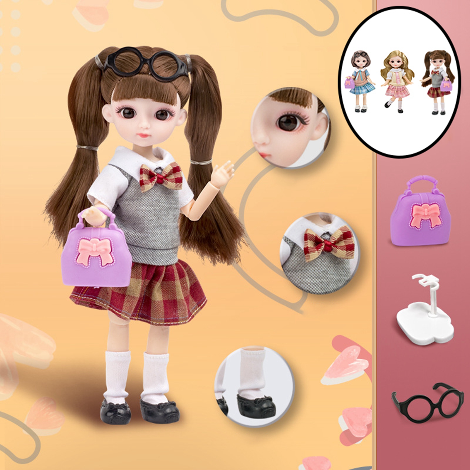 Cute Girl BJD Dolls 20cm Joints Doll Ball Jointed Dolls Wearing Clothing Sweater Skirt Suit Full Set Toys for Girls
