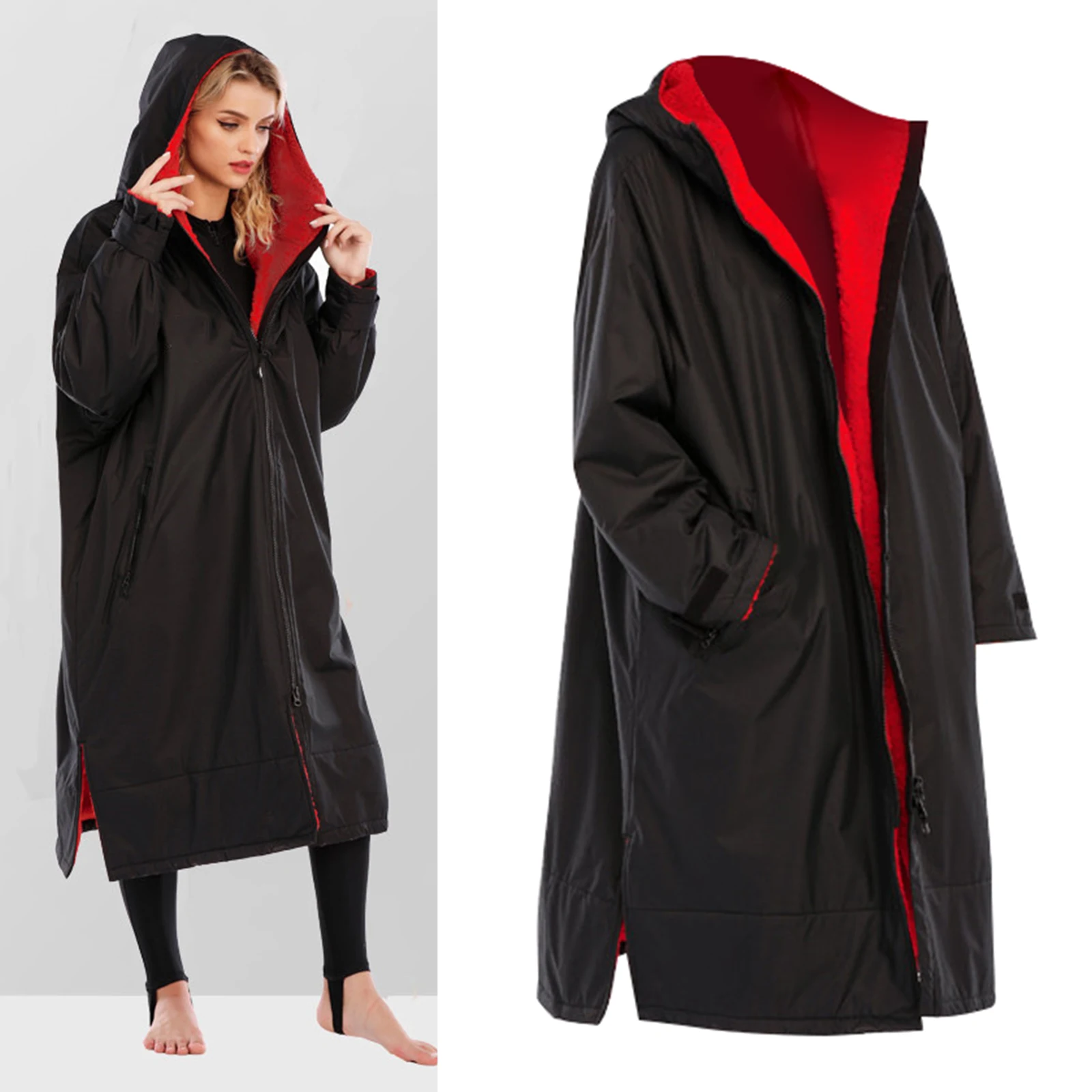 Waterproof Surf Changing Robe Coat Swim Quick Drying Jacket Weatherproof Poncho Cloak Parka Outwear for Outdoor Sports Swimming
