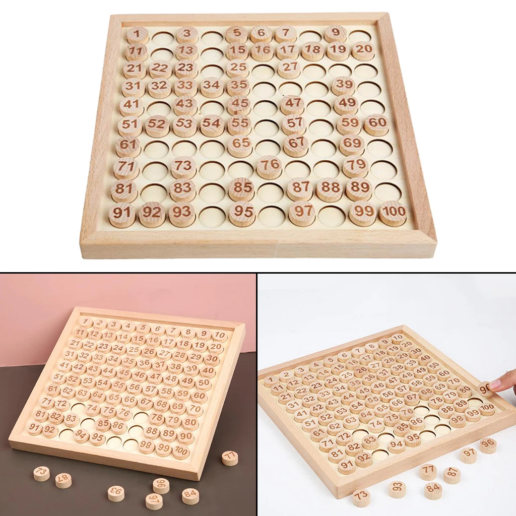 Wooden Hundred Board Game Toys-1 to 100 Consecutive Numbers for Montessori Math Educational Learning for Children Wooden Hundred Board Game Toys-1 to 100 Consecutive Numbers for Montessori Math Educational Learning for Children