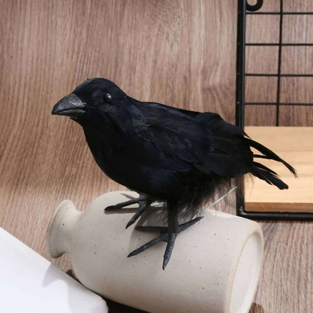 Realistic Black Foam Crow Photo Props Garden Scarecrow Outdoor Pest Control