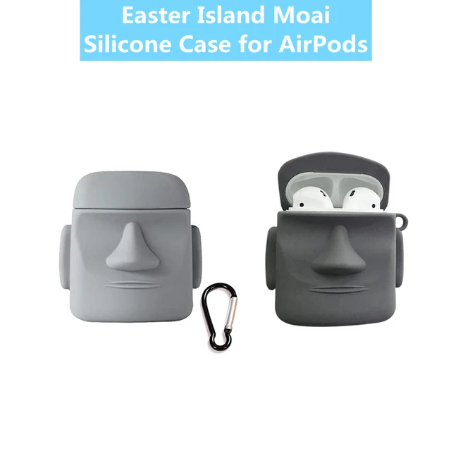 Moai-Capa De Silicone Macio Para Apple Airpods, Estátua De Pedra