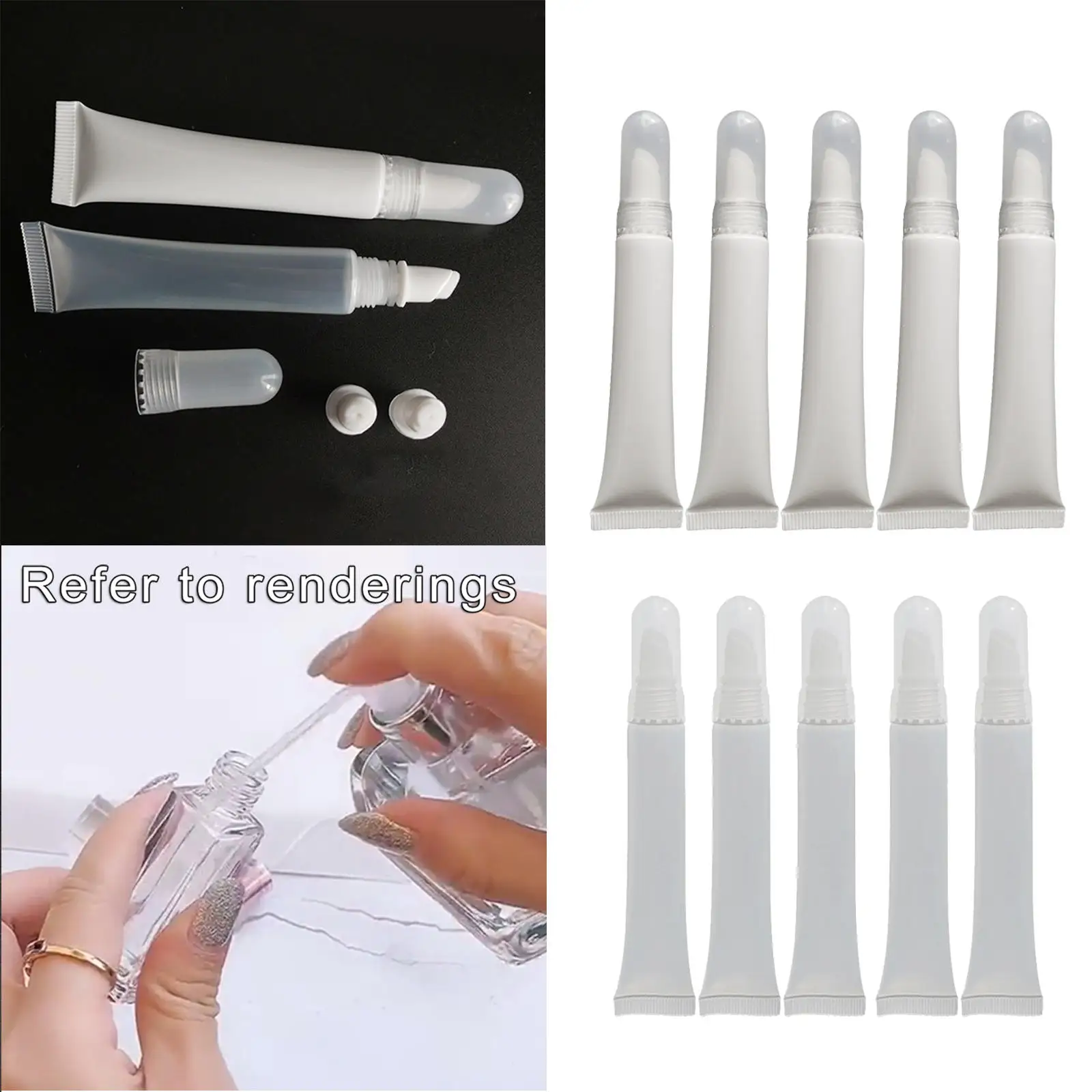 5-Pack Soft 10ml Plastic Empty Tubes Refillable Toiletry Lotion Containers for Traveling Reusable Home Use DIY Project Washable