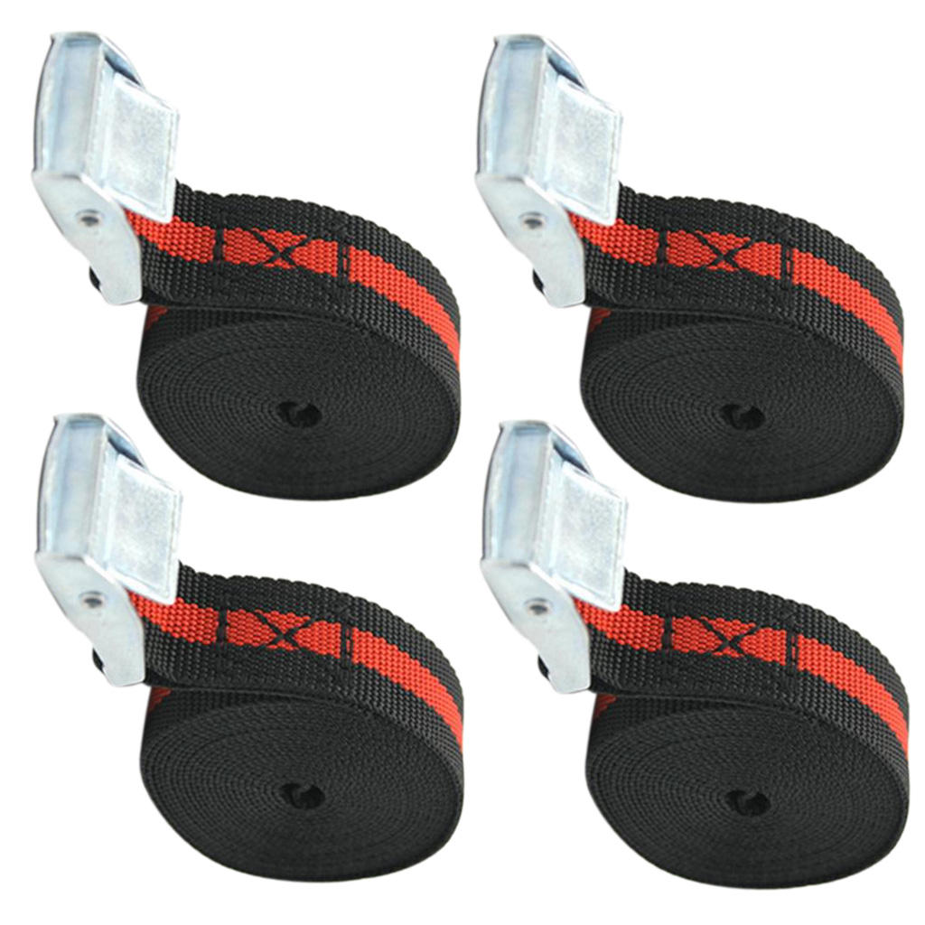 4 Pcs Car Metal Cam Buckle Tie Down Straps Cargo Lash Luggage Belt For Trailers Caravan Pickup RV Motorhome 2500X25mm