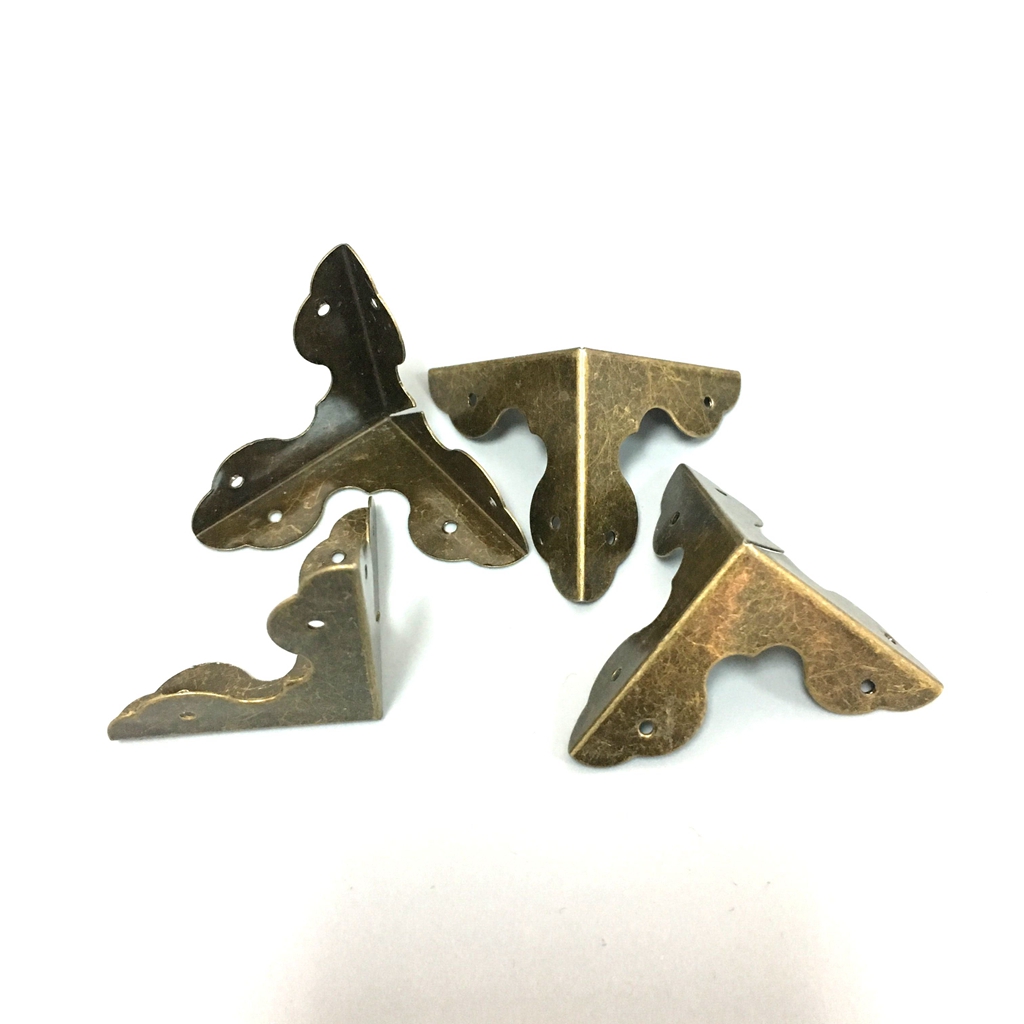 4pcs Durable Retro Bronze Metal Corner Protector f/ Box Chest Replacing Part