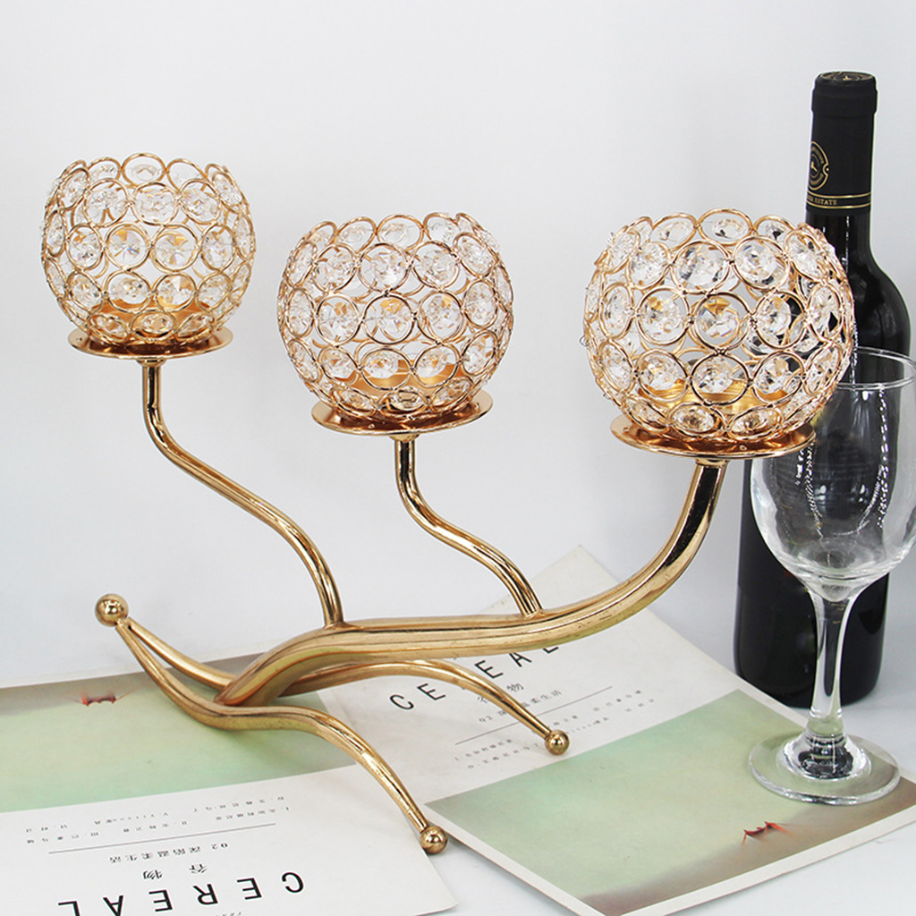 Modern Candle Holder Crystals Embellishing Candelabra Shining Party Buffet Office Ornaments