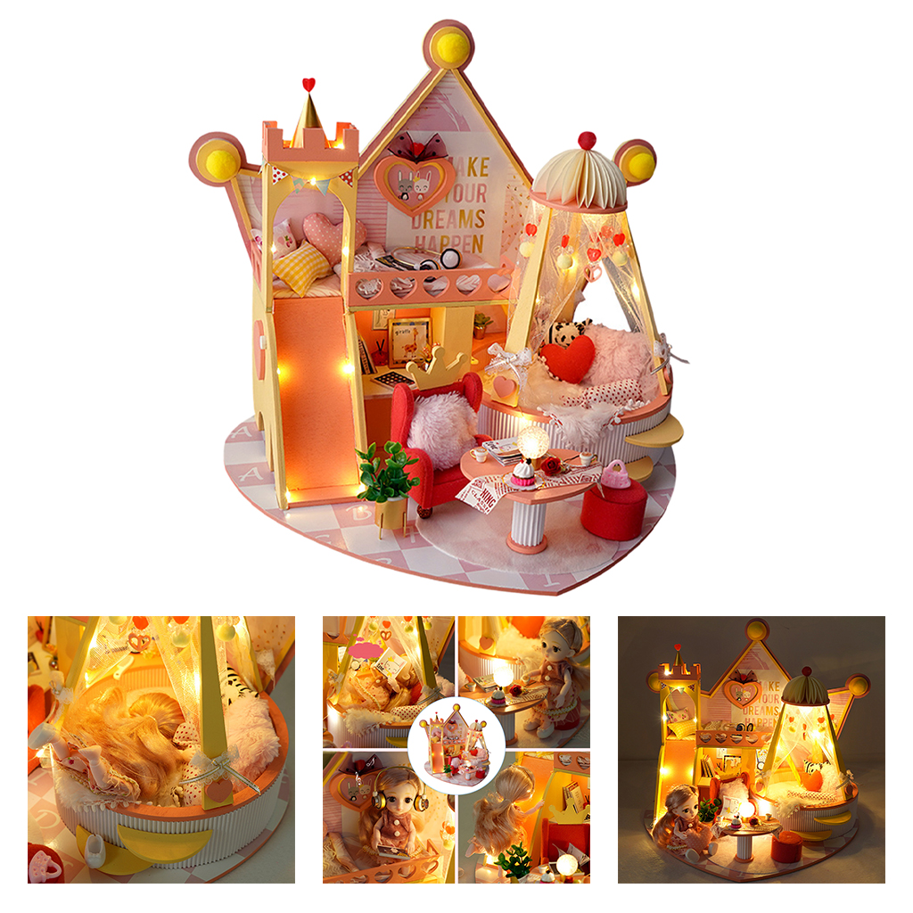 DIY Miniature Doll House Playroom Building Kit Musical Assembly Dollhouse Toy for Kids