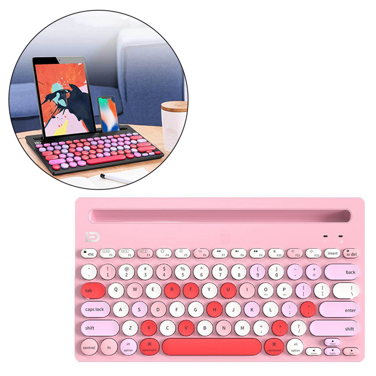 ik3381D Slim 2.4G Wireless Bluetooth Keyboard w/Card Slots for PC Tablet Smartphone
