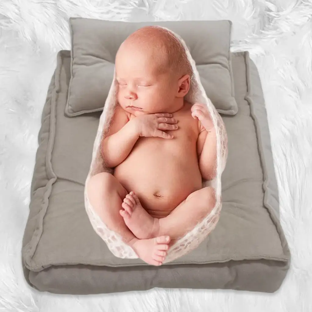 Breathable Soft Comfortable Newborn Photography Prop Studio Shoots Picture Posing Blanket Pillow & Mattress Set