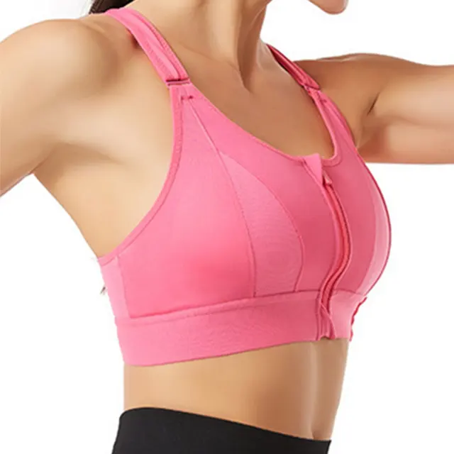 GNNSPO High-Intensity Shockproof Front Zipper Integrated Cup Sports Bra for  Running, Fitness, and Yoga (as1, Alpha, s, Pink) at  Women's Clothing  store
