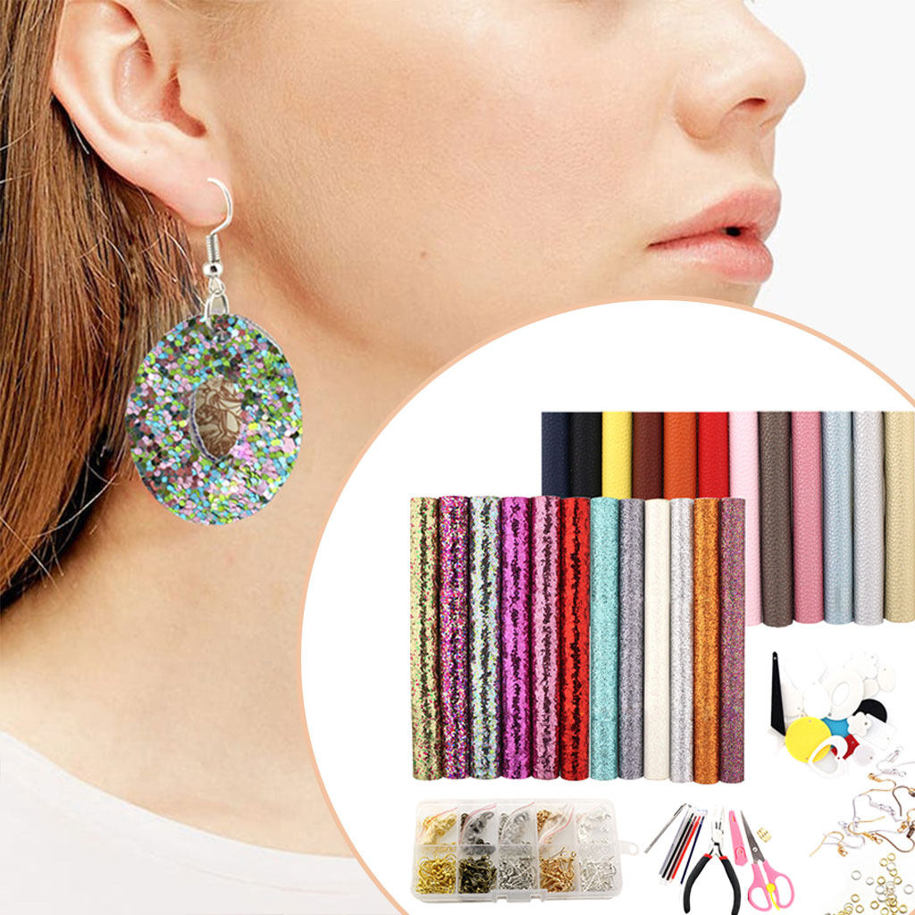 24 Piece Leather Earring Making Kit Decoration Earrings Handmade Finding for Sewing Women Girls