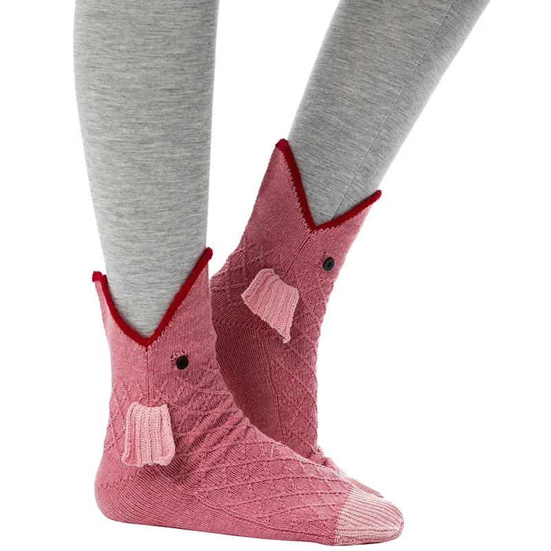Animal Socks for Women Funny Animal Knit Socks Novelty Fuzzy Gluttonous Crocodile Eating Foot Socks Winter Spring Warm Socks support socks for women