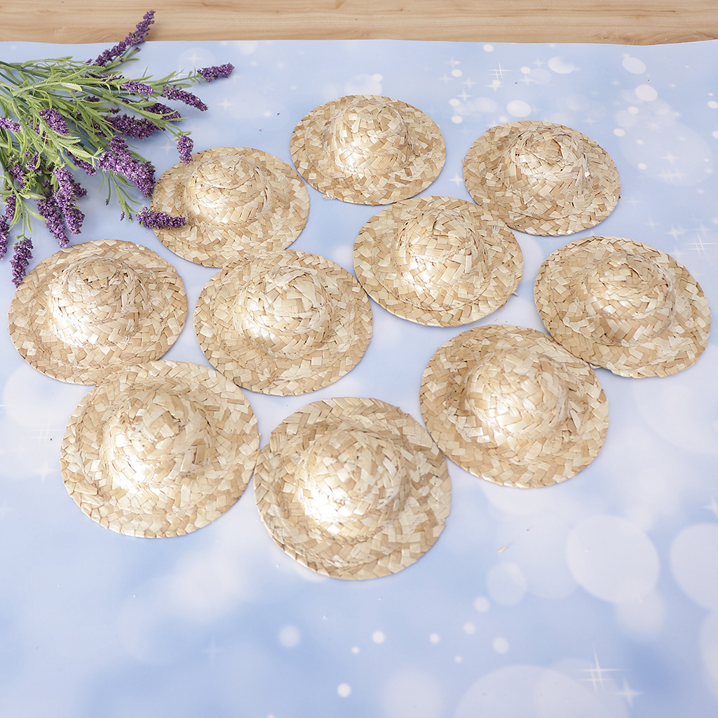 10 pcs Knitting Straw Bowler Doll Hat Headdressing Cotume Clothes Clothing Decoration For Salon Dolls Accs