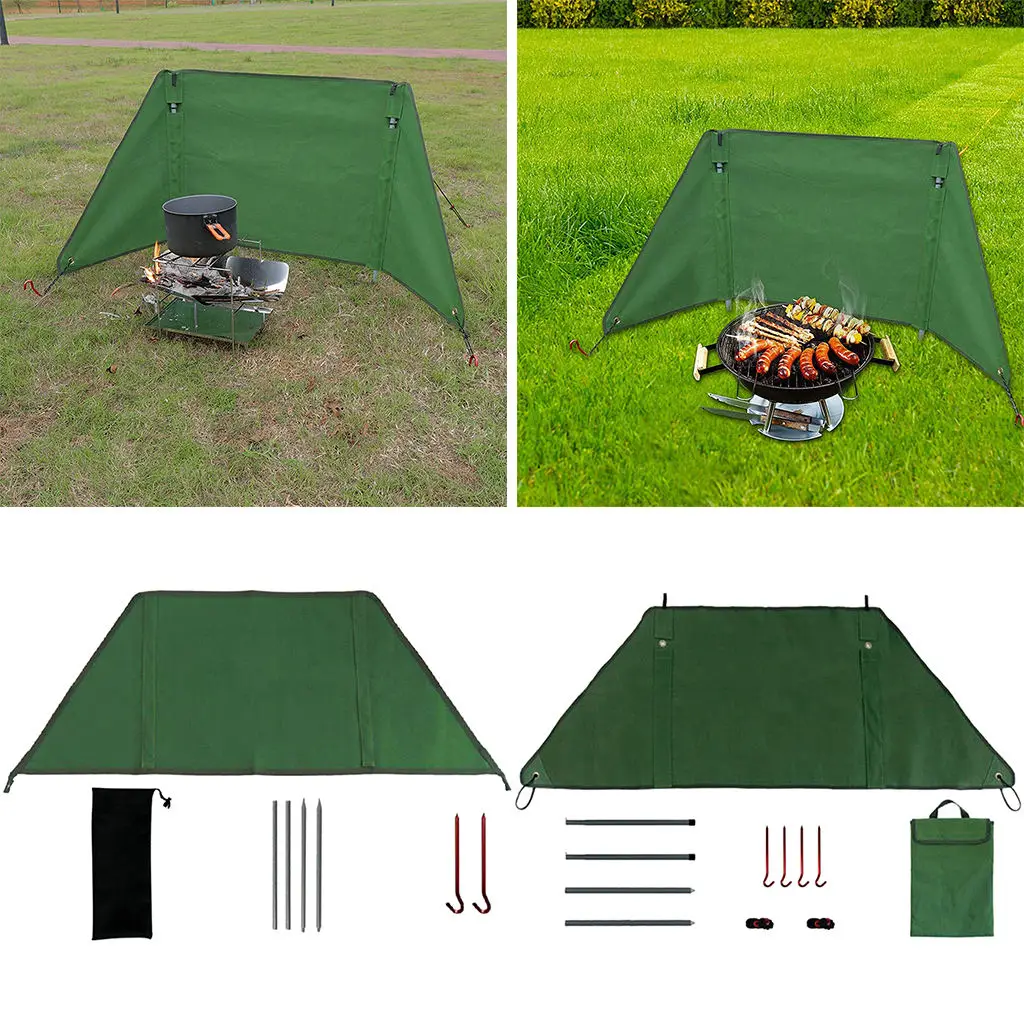 Outdoor Camping Stove Windscreen Foldable Windproof Sidewall Portable Partition Wall Windproof Canvas Windbreak