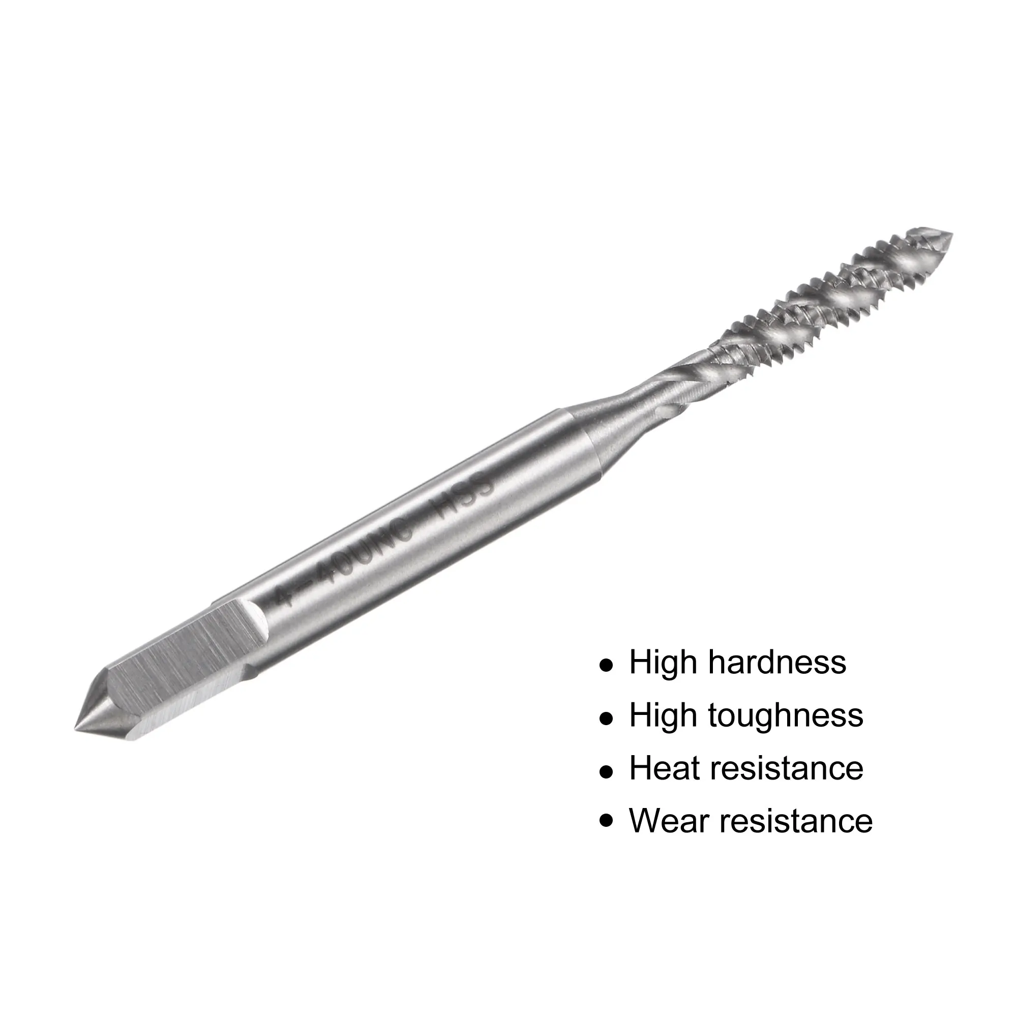HSS High Speed Steel Titanium Plated Machine Thread Screw Tap 3 Flutes Tapping Tool H2 Tolerance uxcell Spiral Flute Threading Tap 4-40 UNC 