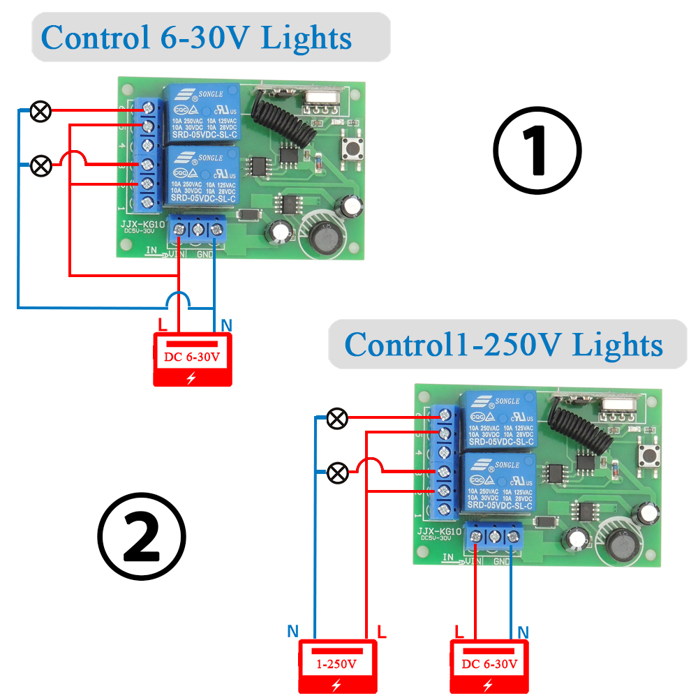 controle remoto dc 6v 12v 24v 2ch