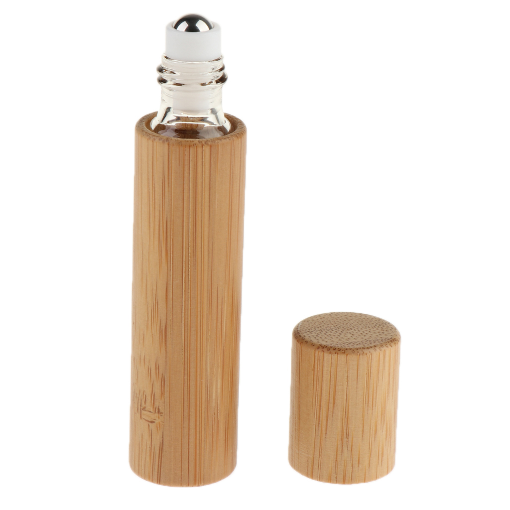 MagiDeal 10ml Natural Bamboo Empty Essential Oil Makeup Rollerball Bottle