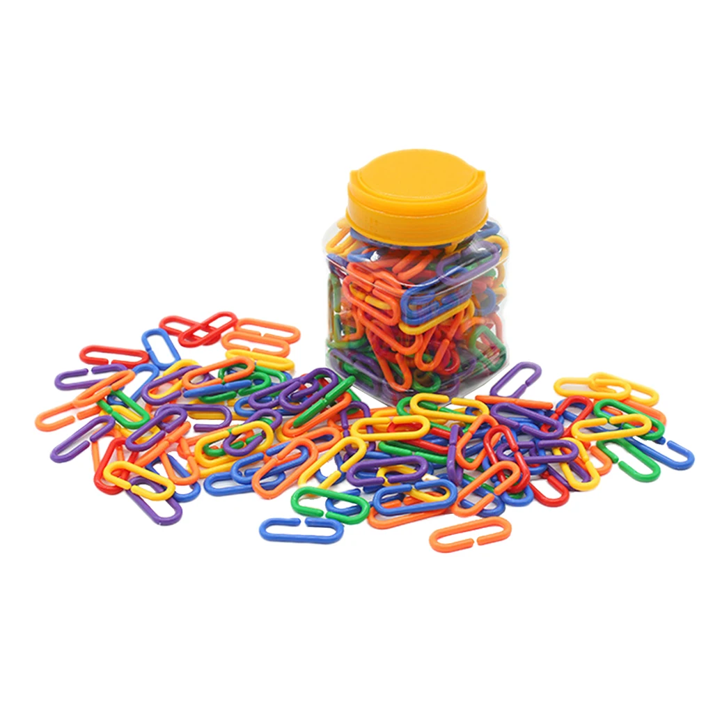 150 Pieces Plastic Clips Hook Chain Link Learning Resource Different Colored Links