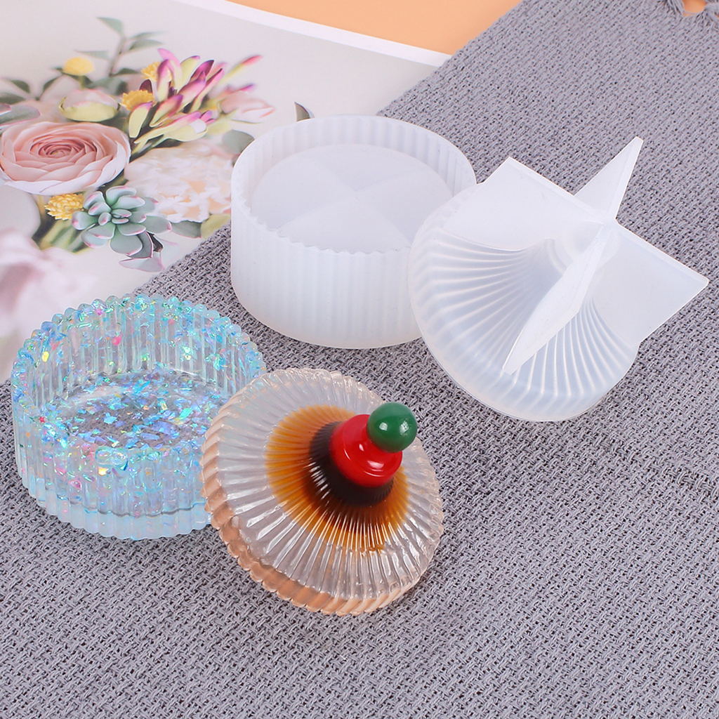 Striped Silicone Mold Epoxy Resin Art Ashtray Handmade Lidded Gift Jewelry Box Making Table Decor Mould Supplies Multipurpose
