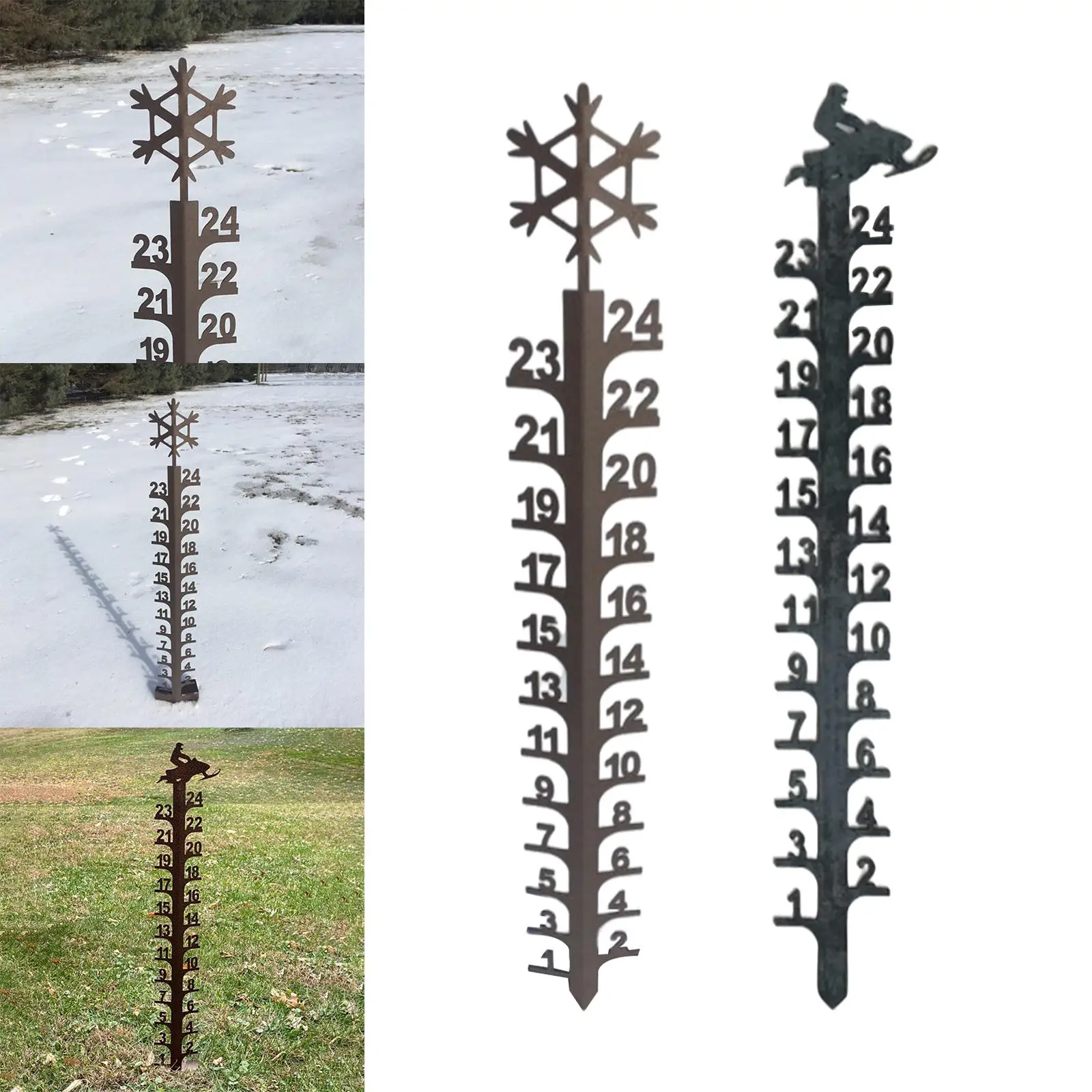 Wrought Iron Snow Gauge Yard Decor Rustrpoof Handmade Snow Measuring Stick for Outside Outdoor Xmas Housewarming Gifts Ornaments