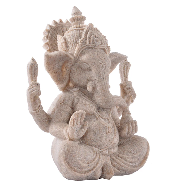 1pc Sandstone Ganesha Elephant Hand Carved Hand Carved Ornaments Figurine